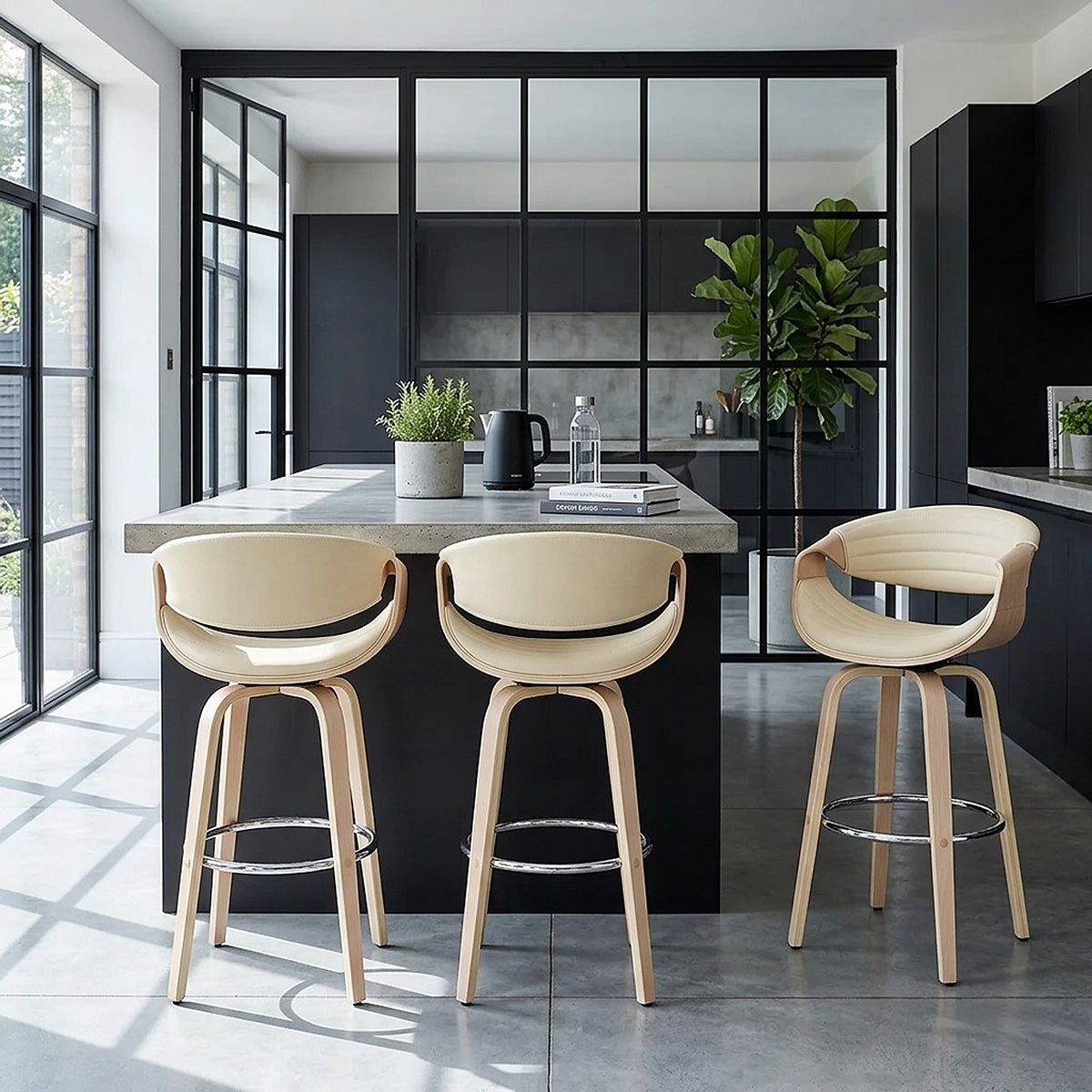 Jefferson Wooden Bar Stool Cream