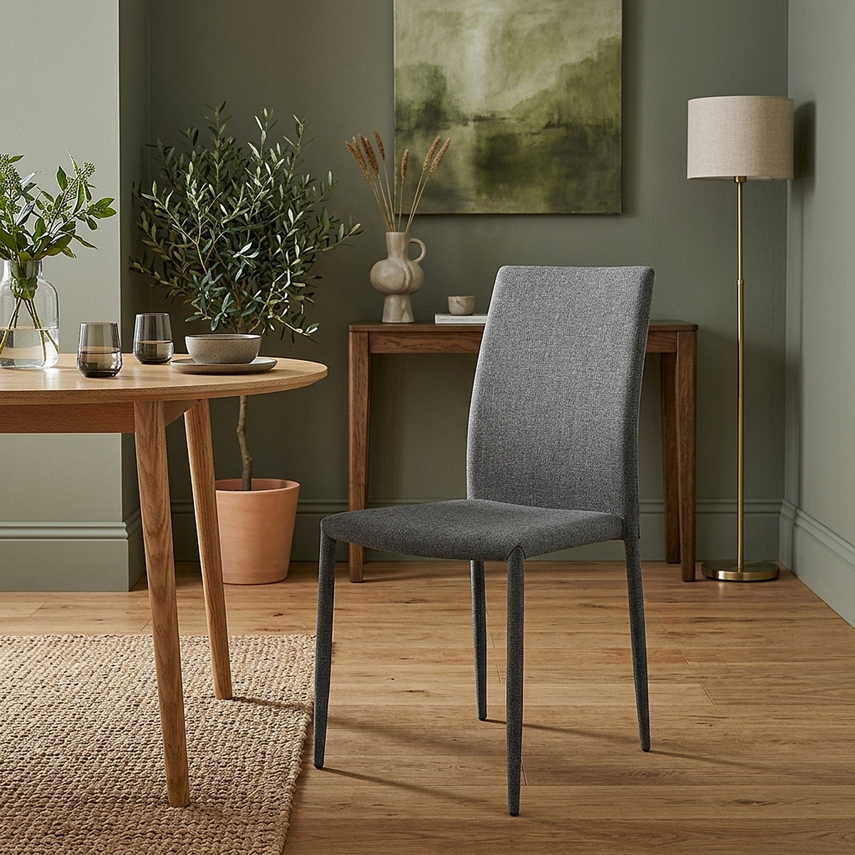 Joshua Dining Chair Light Grey Fabric
