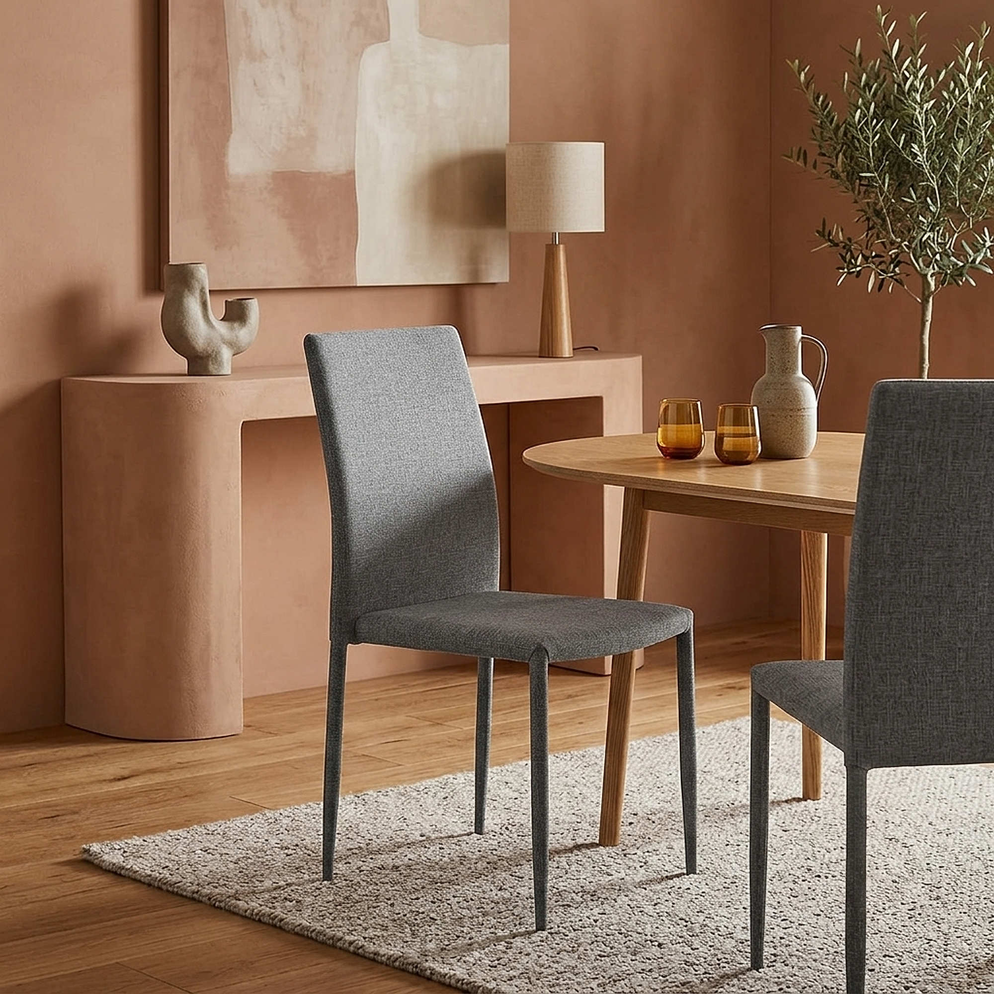 Joshua Dining Chair Light Grey Fabric