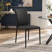 Joshua Stackable Faux Leather Dining Chair Black
