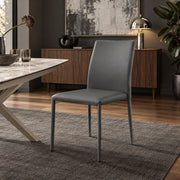 Joshua Stackable Faux Leather Dining Chair Grey