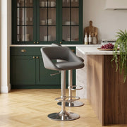 Kansas Brushed Steel Stool Dark Grey