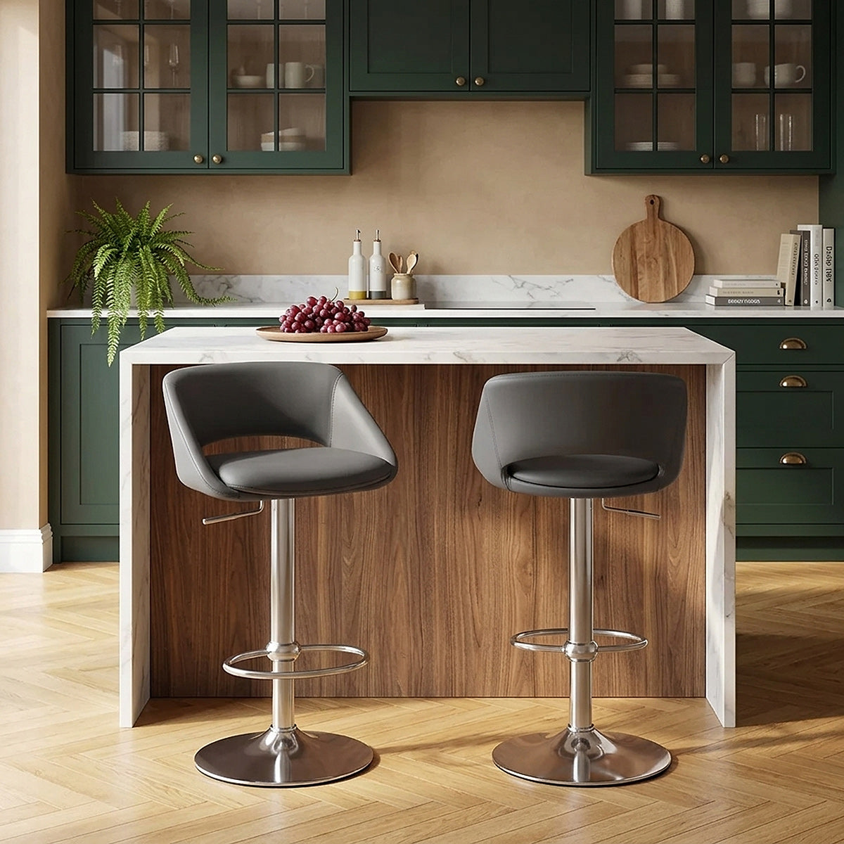 Kansas Brushed Steel Stool Dark Grey