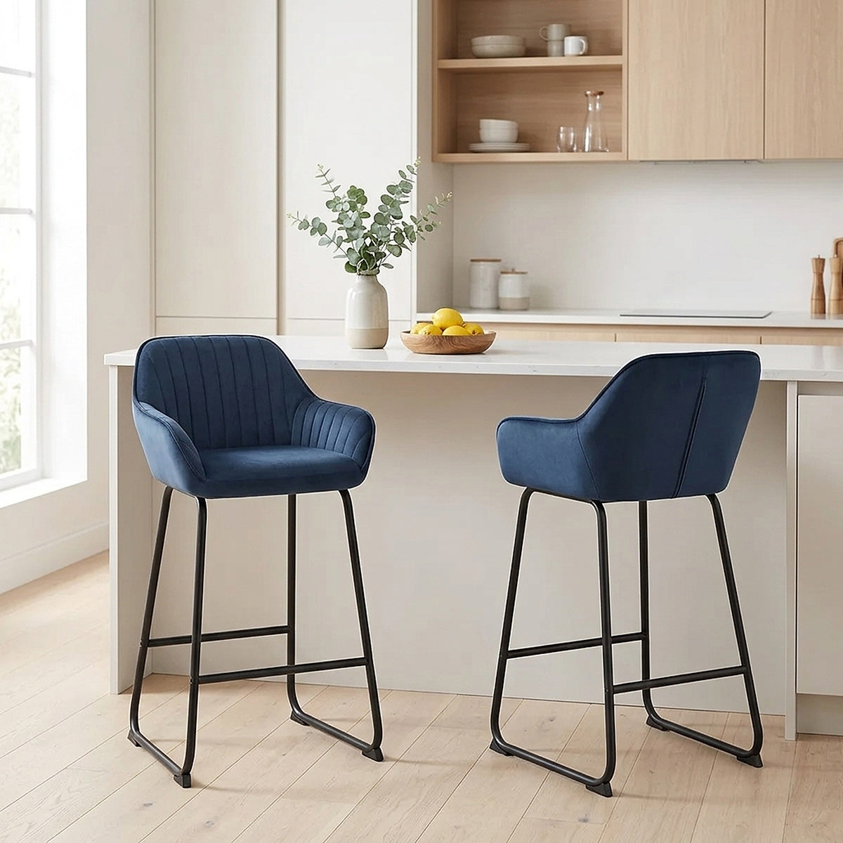 Kanto Bar Stool Blue Velvet