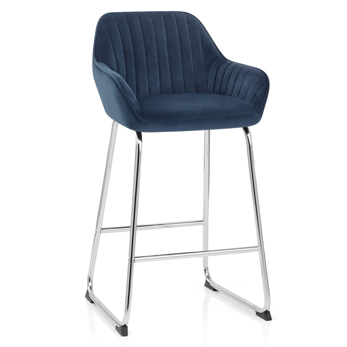 Kanto Chrome Stool Blue Velvet