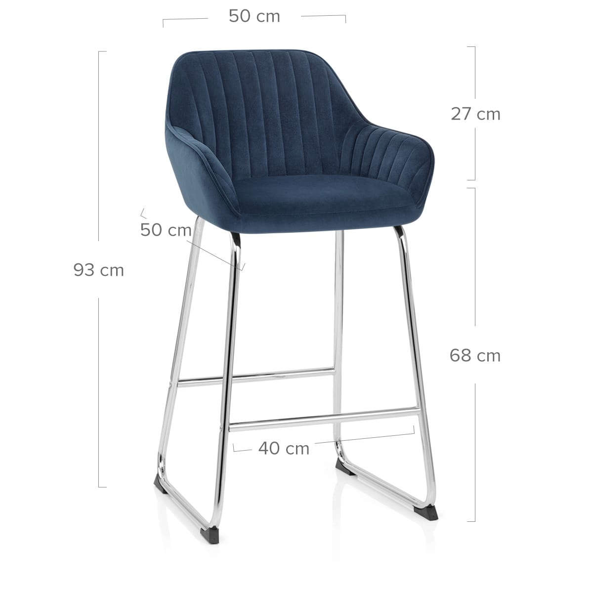 Kanto Chrome Stool Blue Velvet