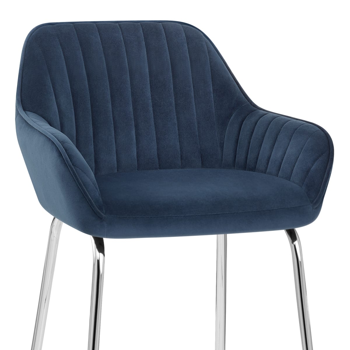Kanto Chrome Stool Blue Velvet