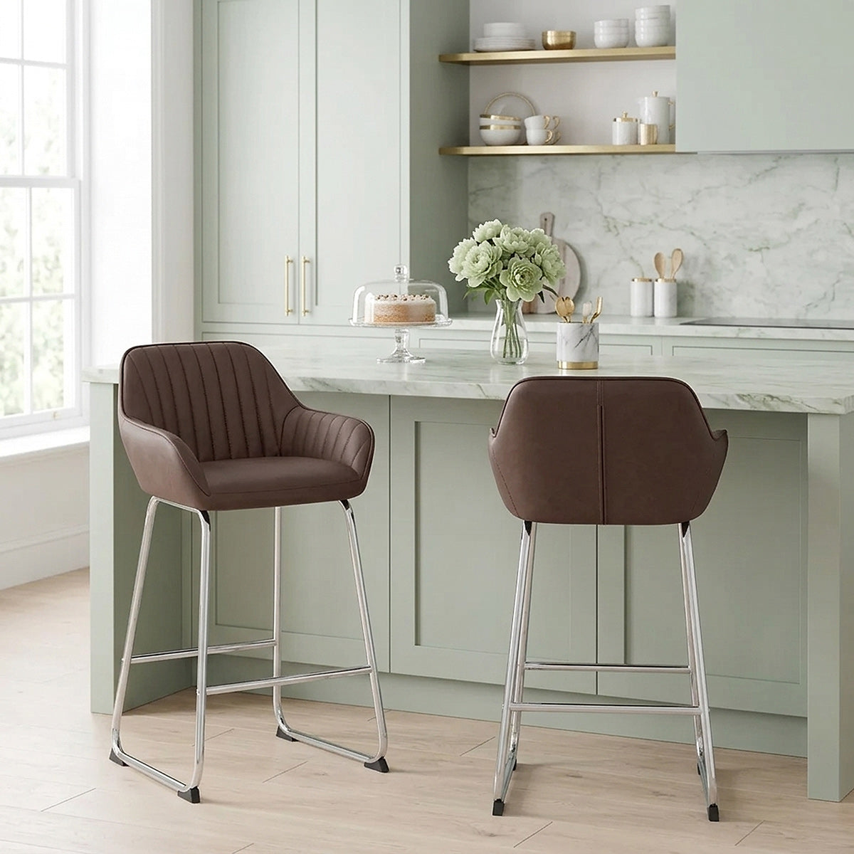 Kanto Chrome Stool Brown