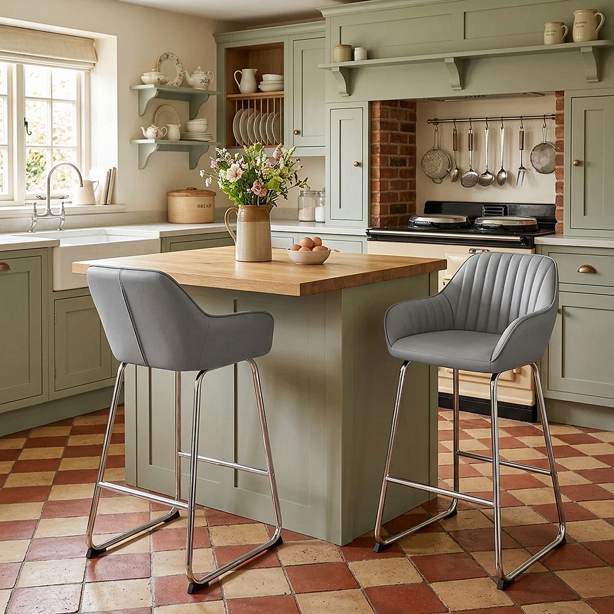 Kanto Chrome Stool Light Grey