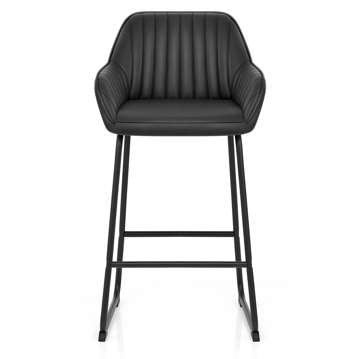 Kanto Real Leather Bar Stool Black