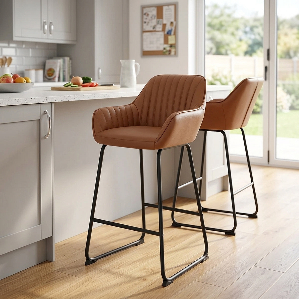 Kanto Real Leather Bar Stool Brown