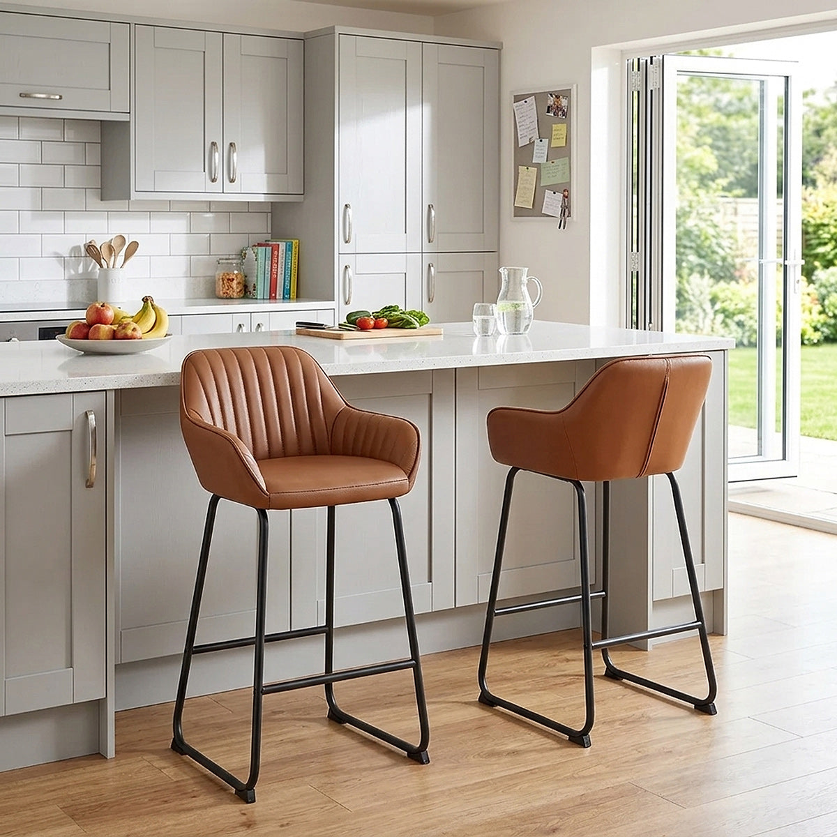 Kanto Real Leather Bar Stool Brown