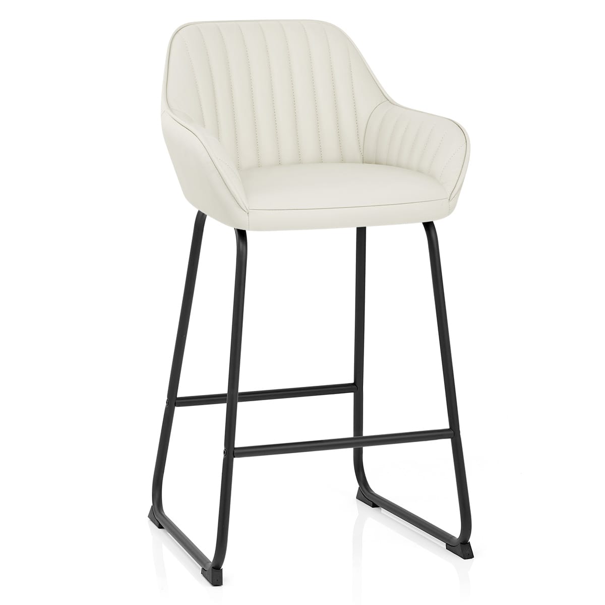 Kanto Real Leather Bar Stool Cream