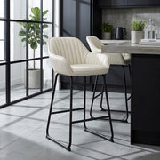 Kanto Real Leather Bar Stool Cream