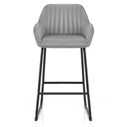 Kanto Real Leather Bar Stool Grey