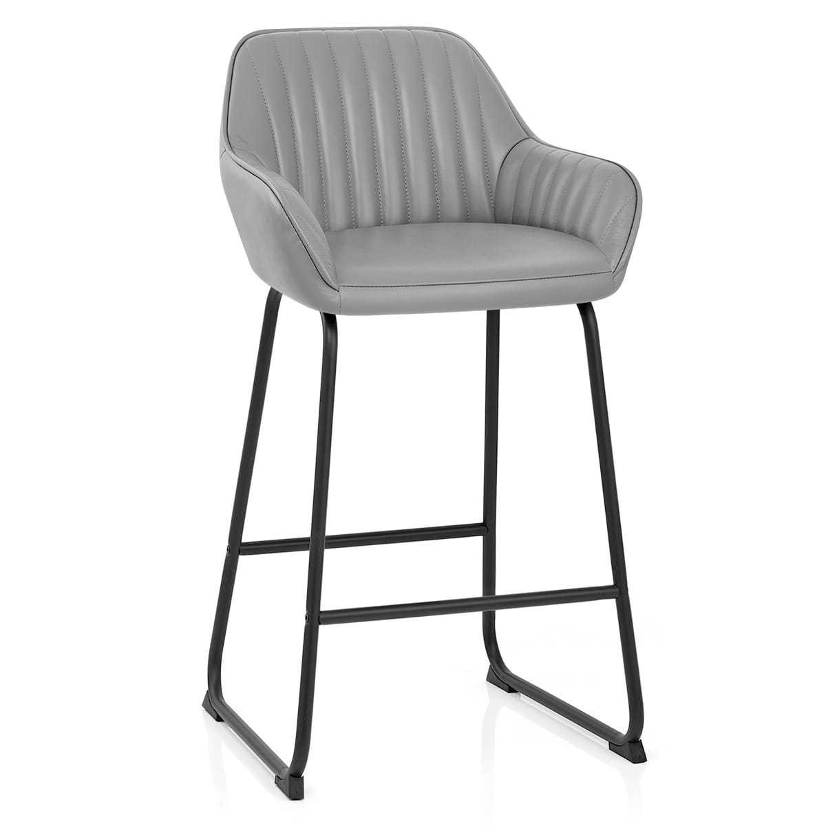 Kanto Real Leather Bar Stool Grey