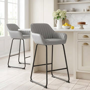 Kanto Real Leather Bar Stool Grey