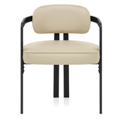 Kara Real Leather Dining Chair Cream