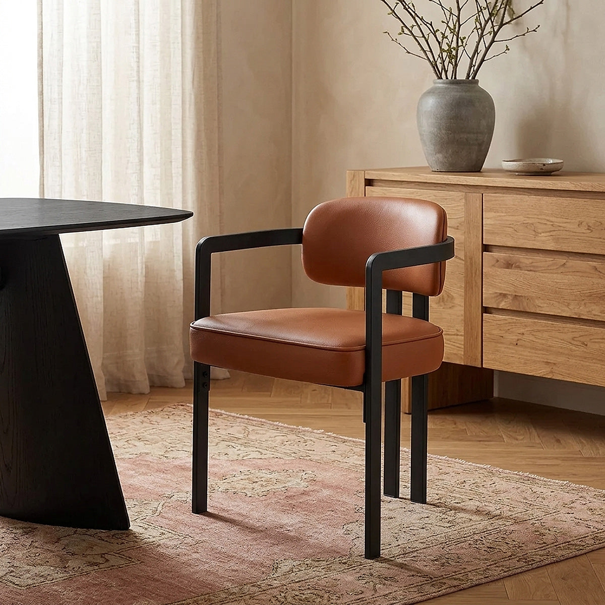 Kara Real Leather Dining Chair Tan