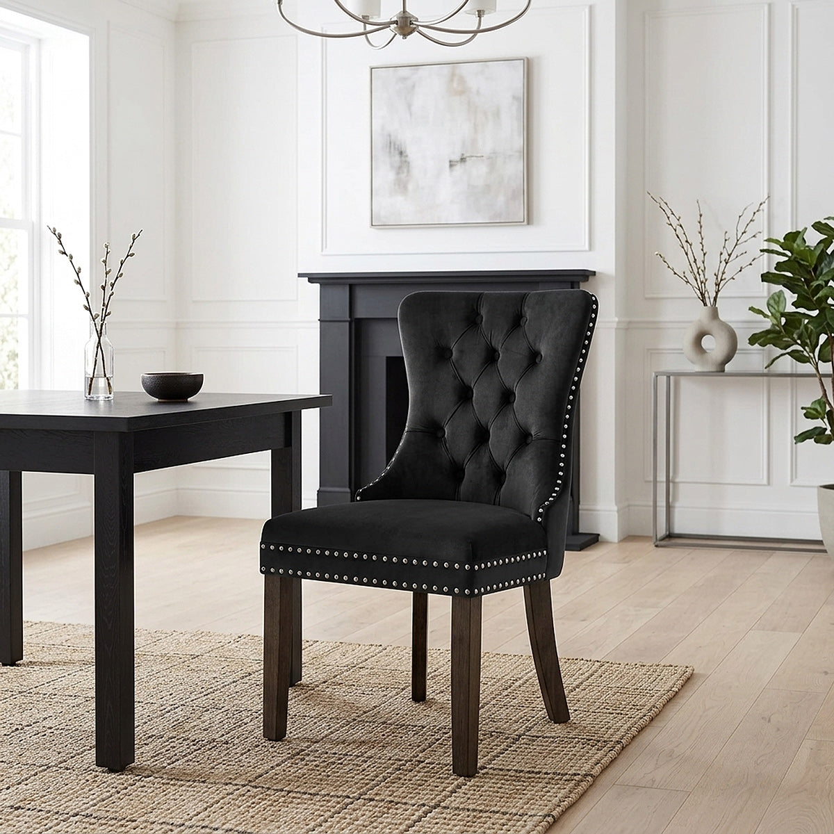 Kensington Dining Chair Black Velvet