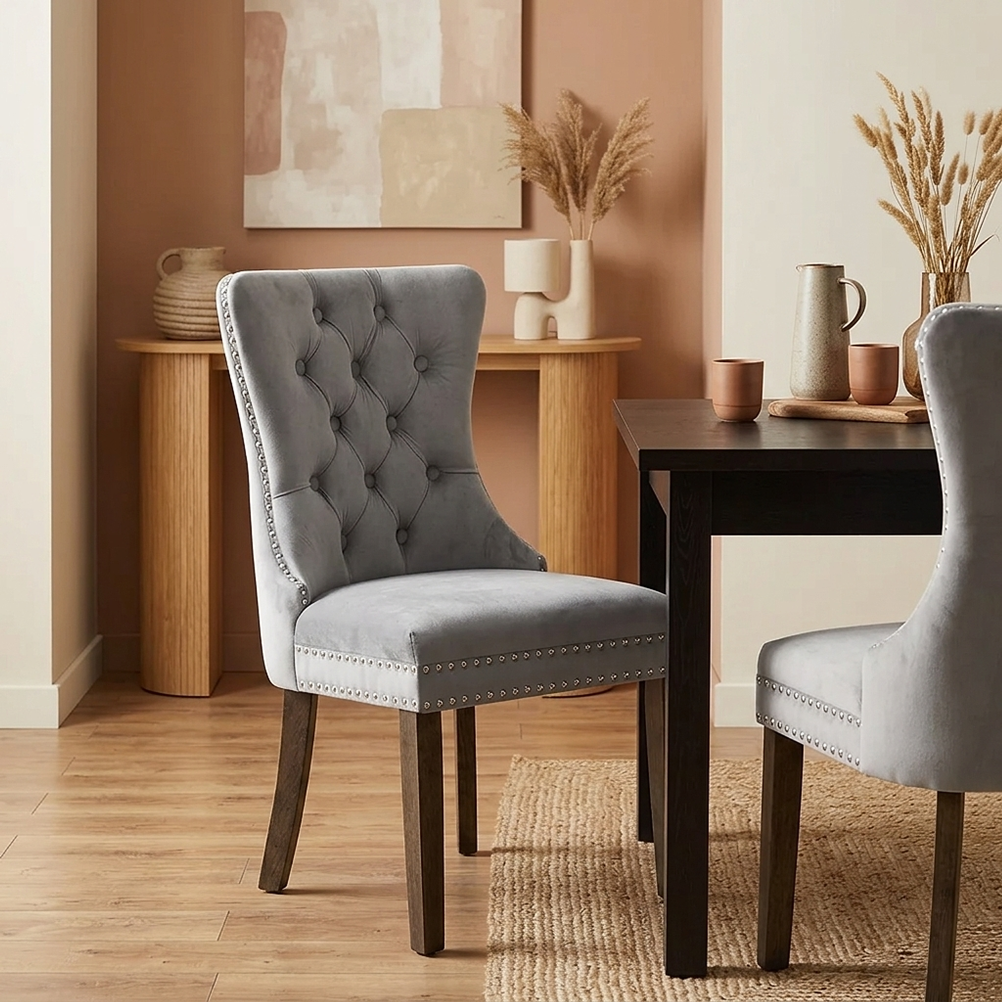 Kensington Dining Chair Grey Velvet