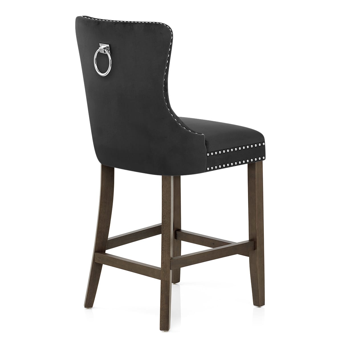 Kensington Wooden Stool Black Velvet