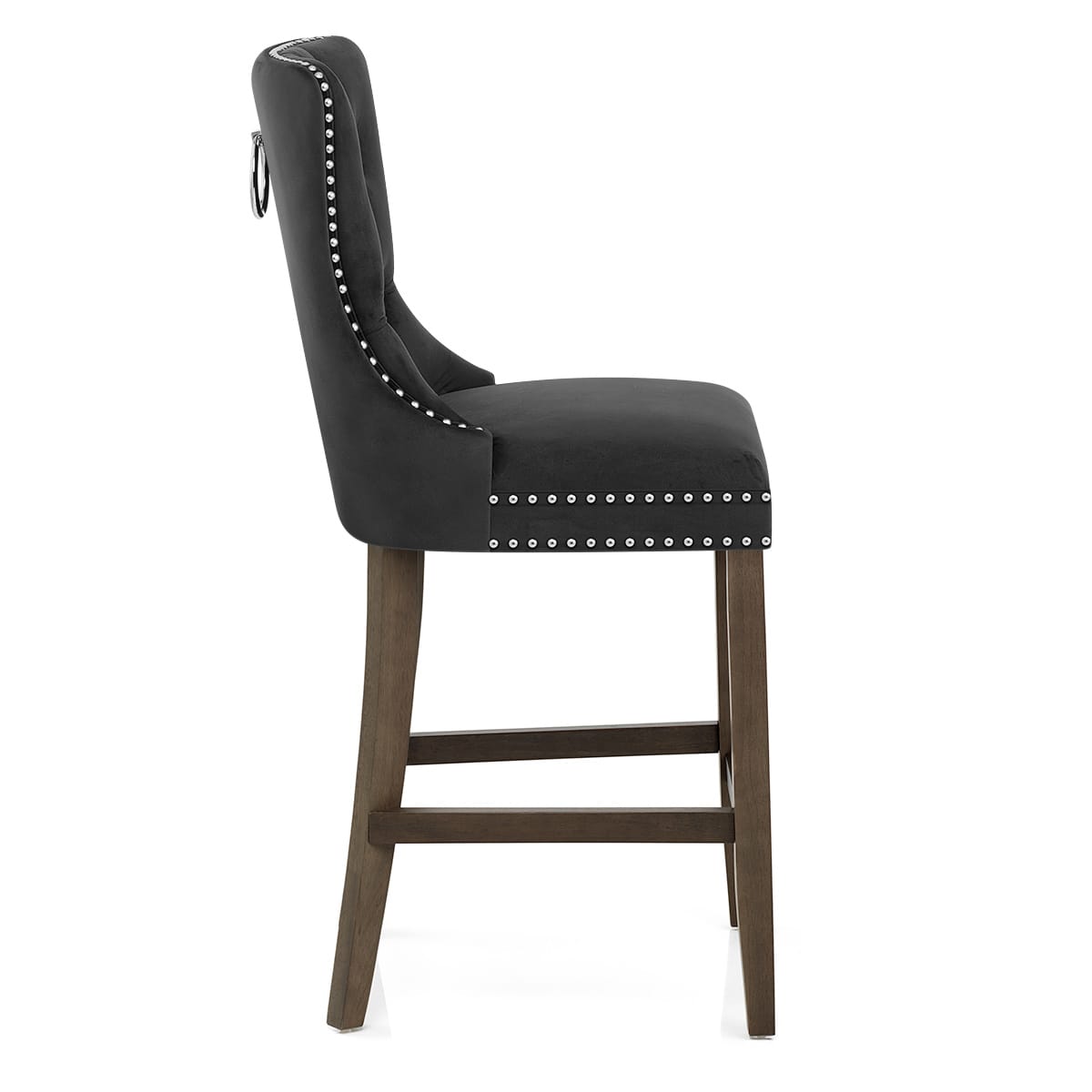 Kensington Wooden Stool Black Velvet