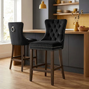 Kensington Wooden Stool Black Velvet