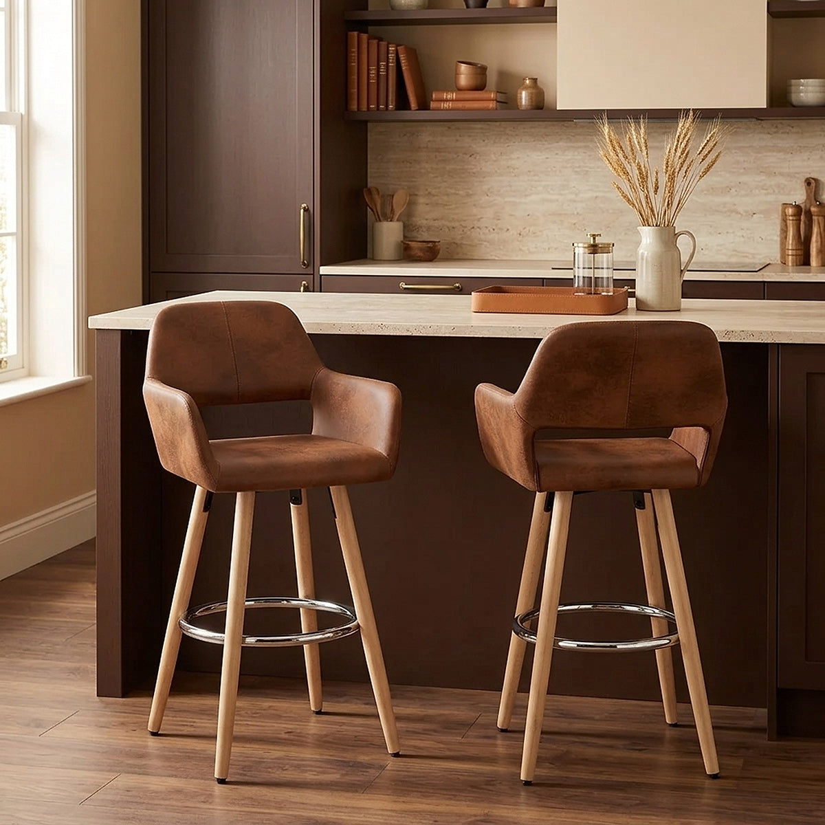 Kite Wooden Stool Antique Brown