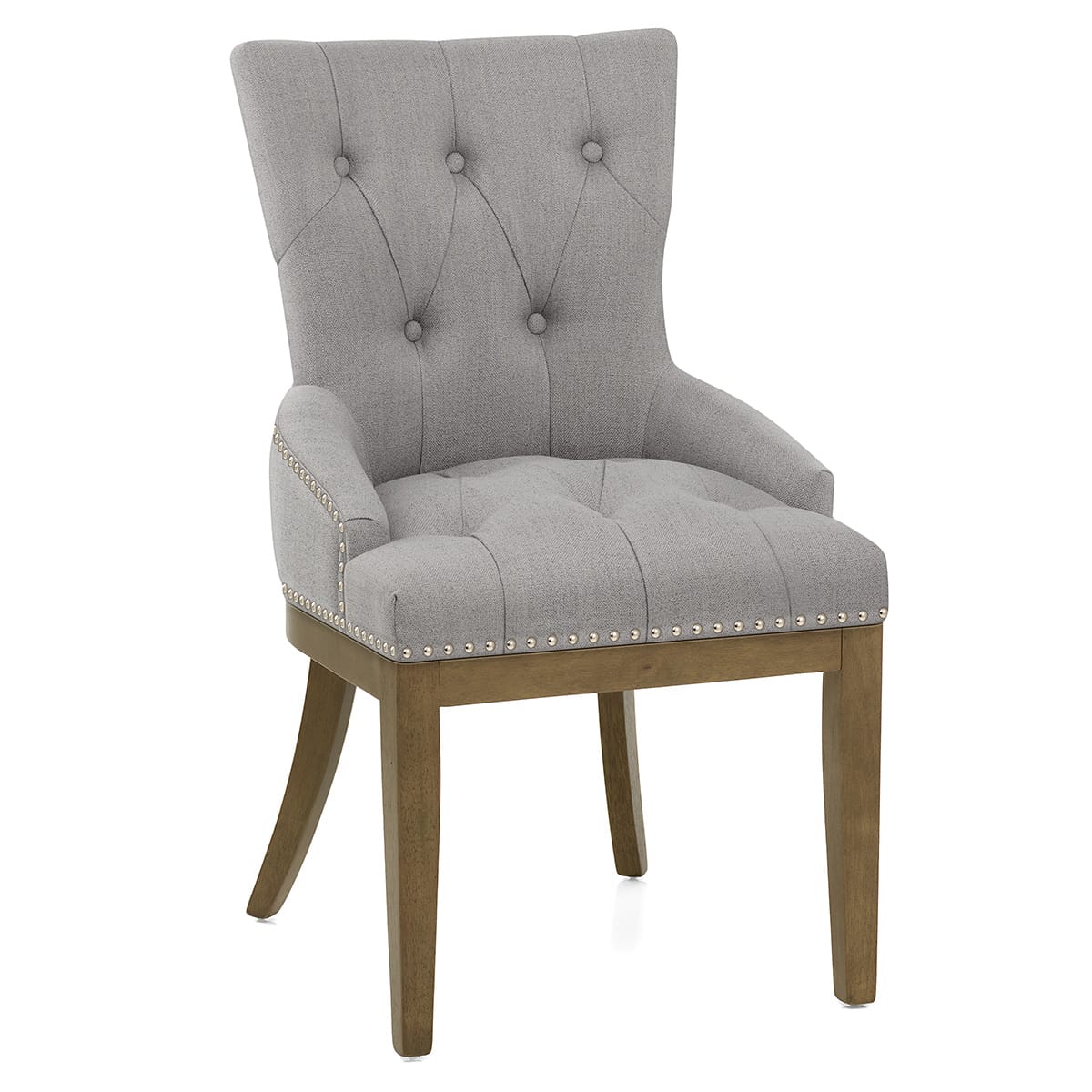 Knightsbridge Oak Chair Grey Fabric