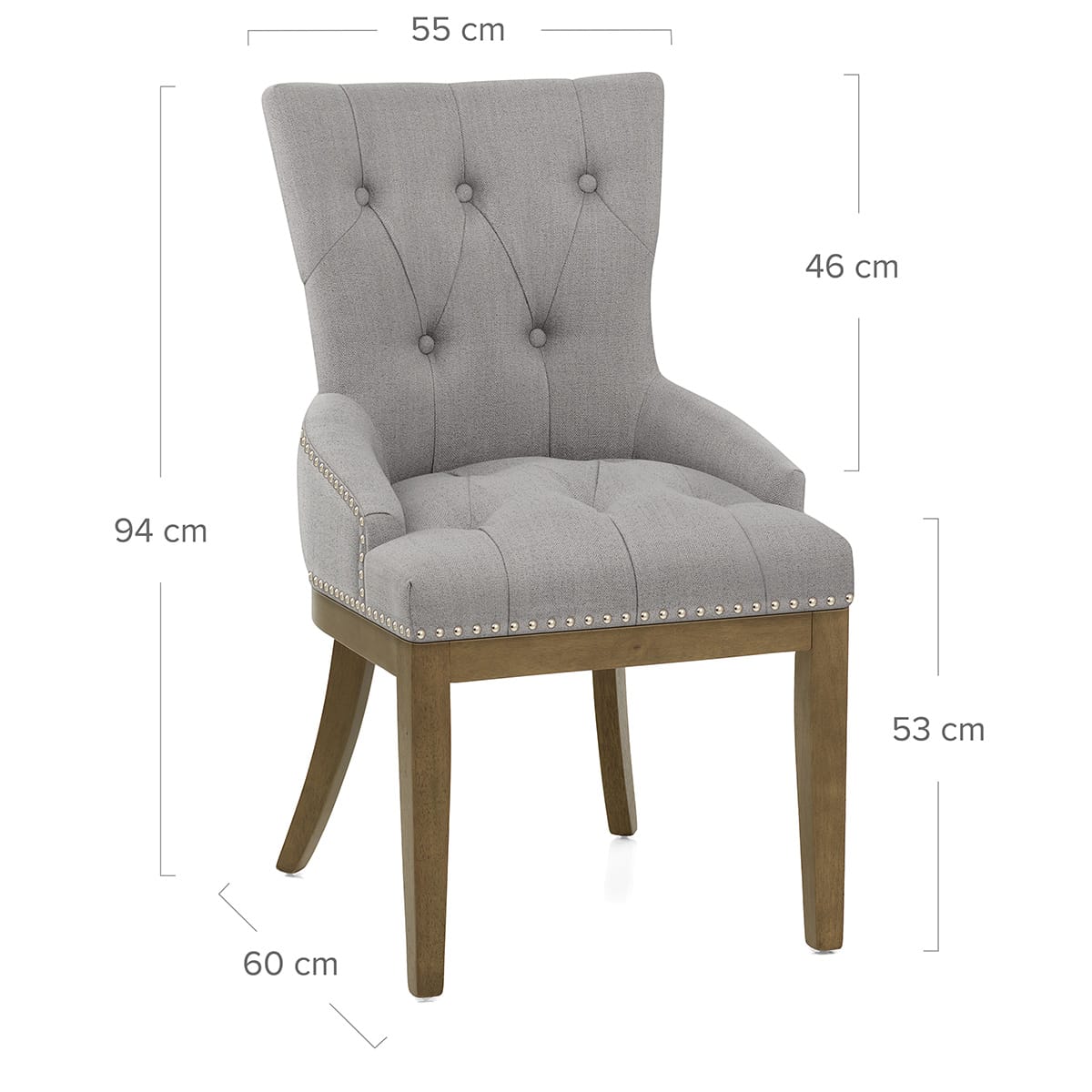 Knightsbridge Oak Chair Grey Fabric
