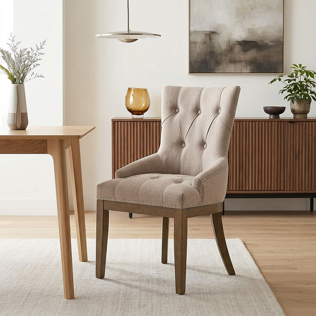 Knightsbridge Oak Chair Tweed Fabric