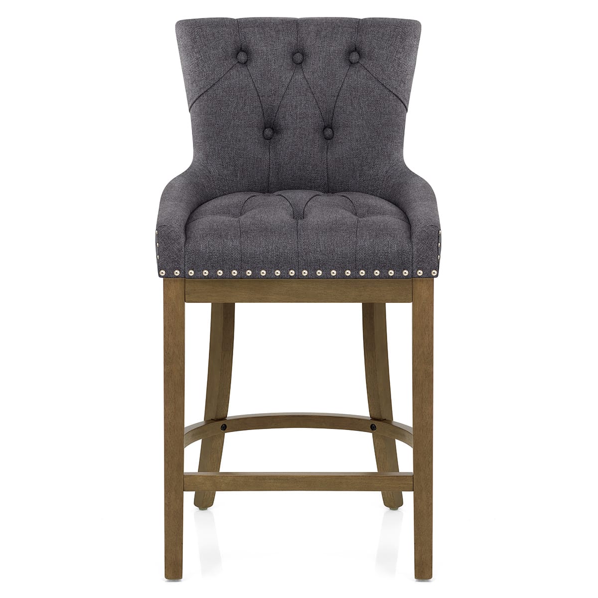 Knightsbridge Oak Stool Charcoal Fabric