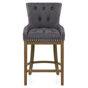 Knightsbridge Oak Stool Charcoal Fabric
