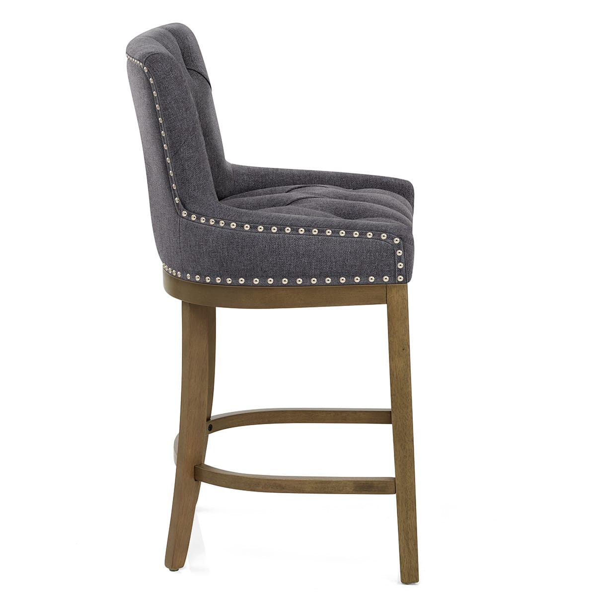 Knightsbridge Oak Stool Charcoal Fabric