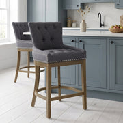 Knightsbridge Oak Stool Charcoal Fabric