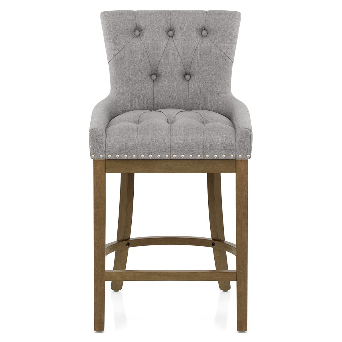 Knightsbridge Oak Stool Grey Fabric