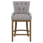 Knightsbridge Oak Stool Grey Fabric