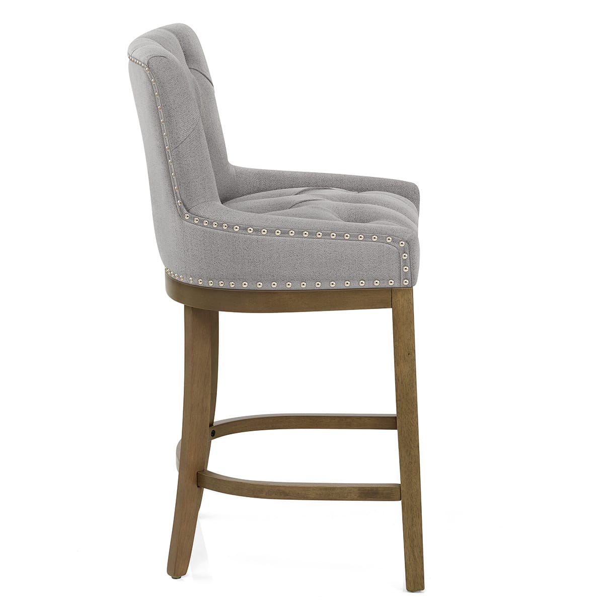 Knightsbridge Oak Stool Grey Fabric