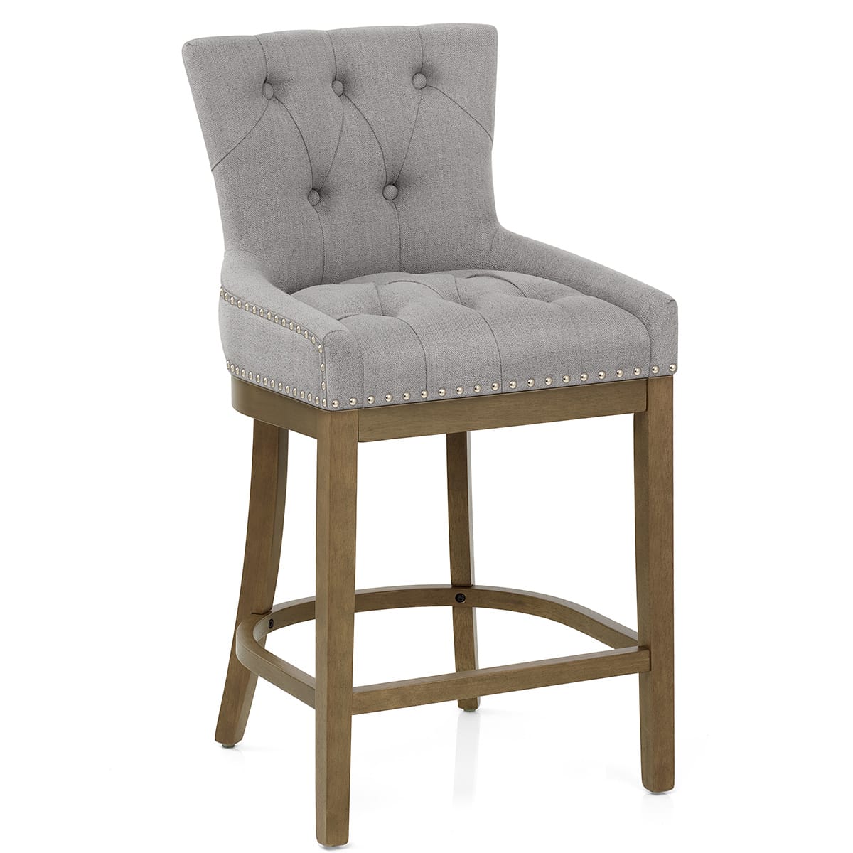 Knightsbridge Oak Stool Grey Fabric