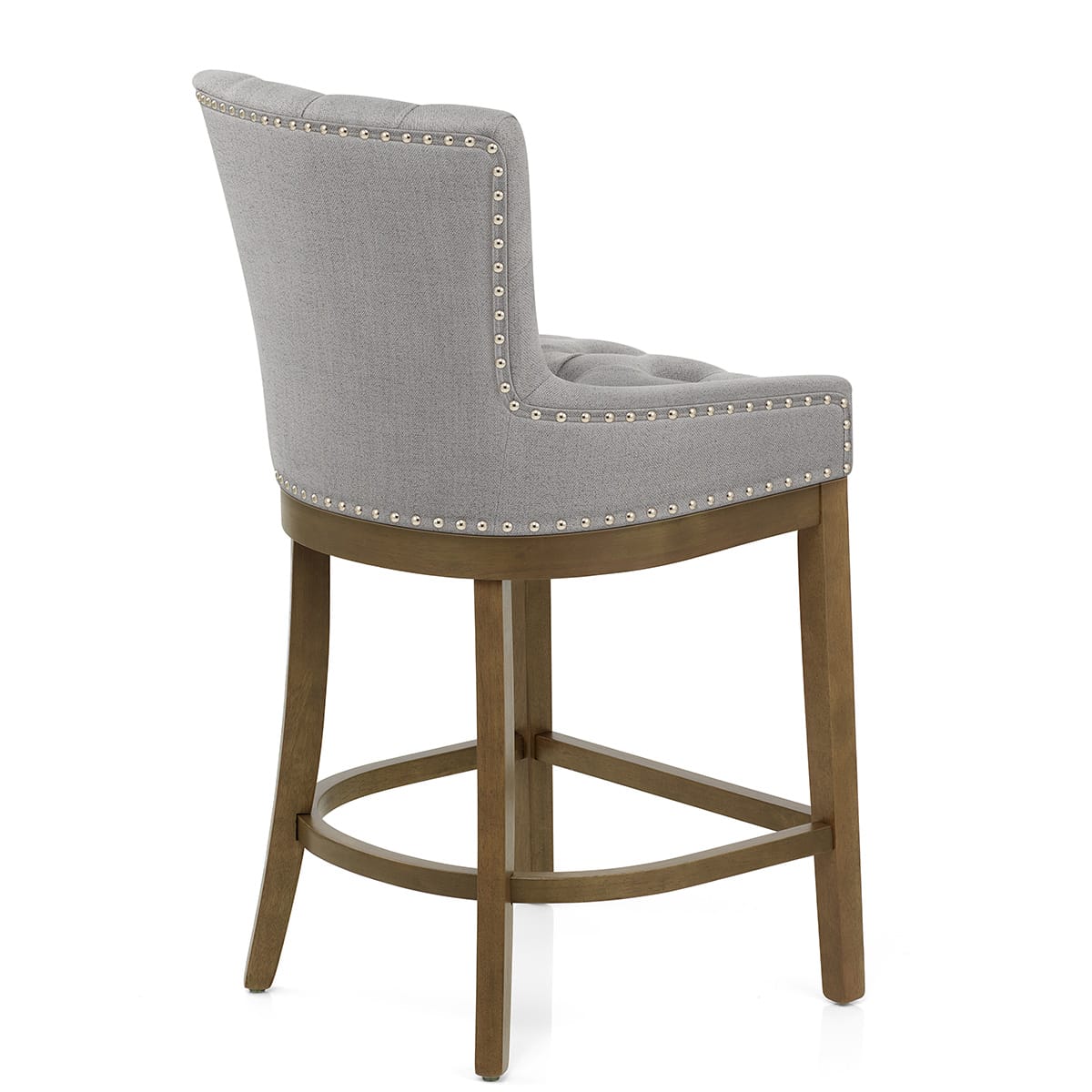 Knightsbridge Oak Stool Grey Fabric