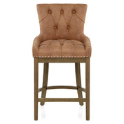 Knightsbridge Oak Stool Tan Leather