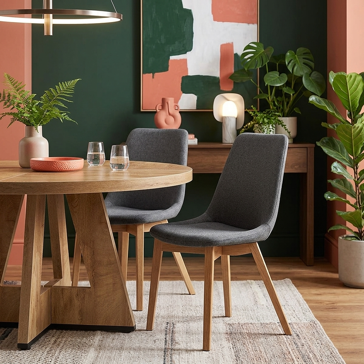 Kobe Dining Chair Oak & Charcoal