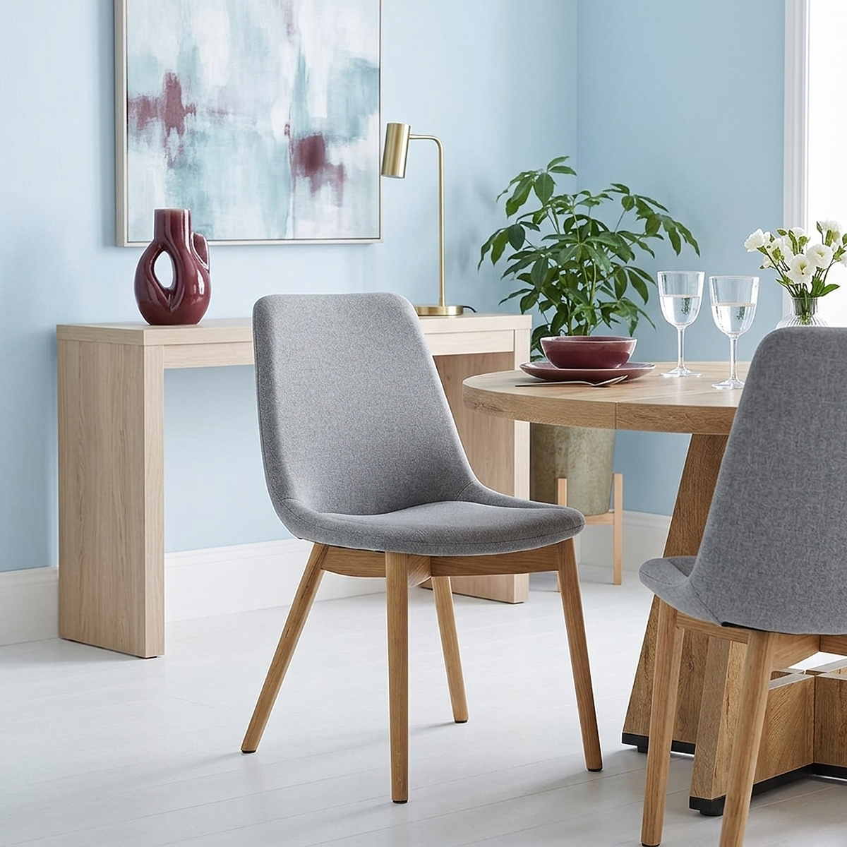 Kobe Dining Chair Oak & Light Grey