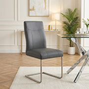 Lancaster Dining Chair Grey Leather