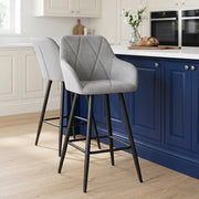 Lanson Bar Stool Grey Velvet