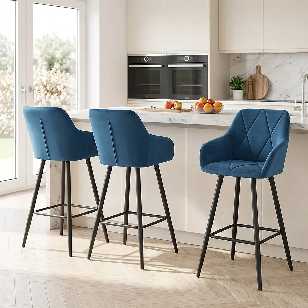 Lanson Bar Stool Midnight Blue Velvet