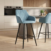 Lanson Bar Stool Sky Blue Velvet