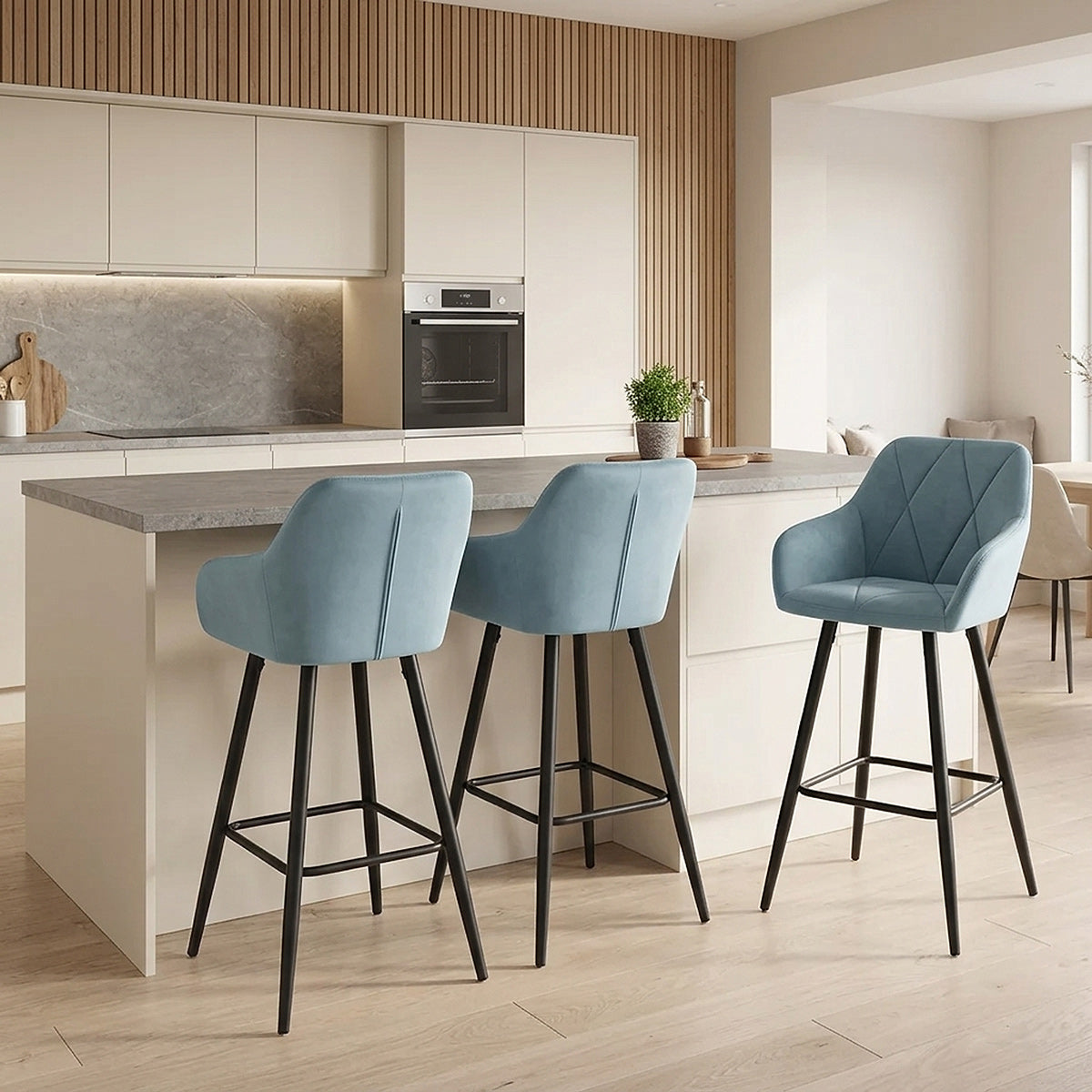 Lanson Bar Stool Sky Blue Velvet