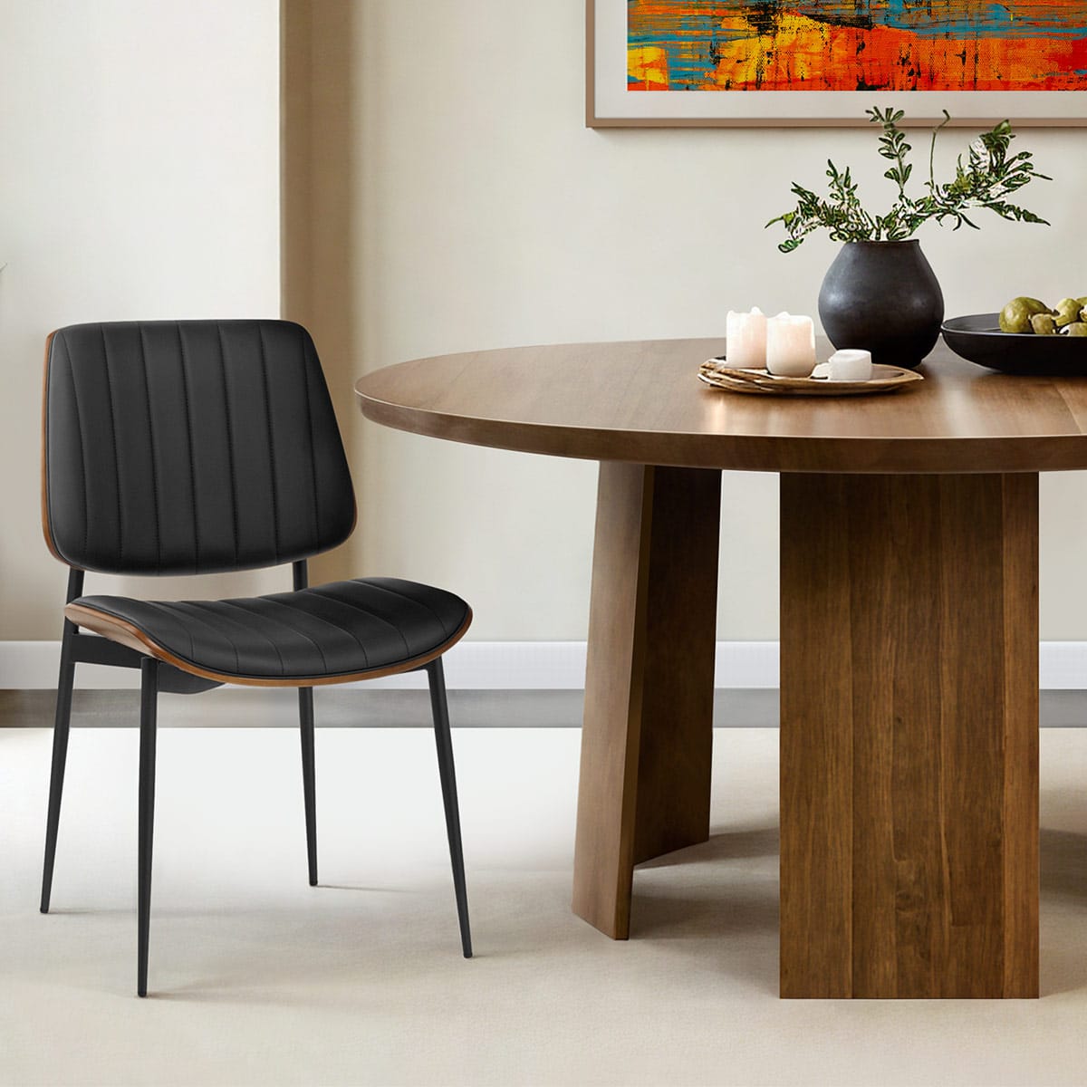Lara Dining Chair Black & Walnut